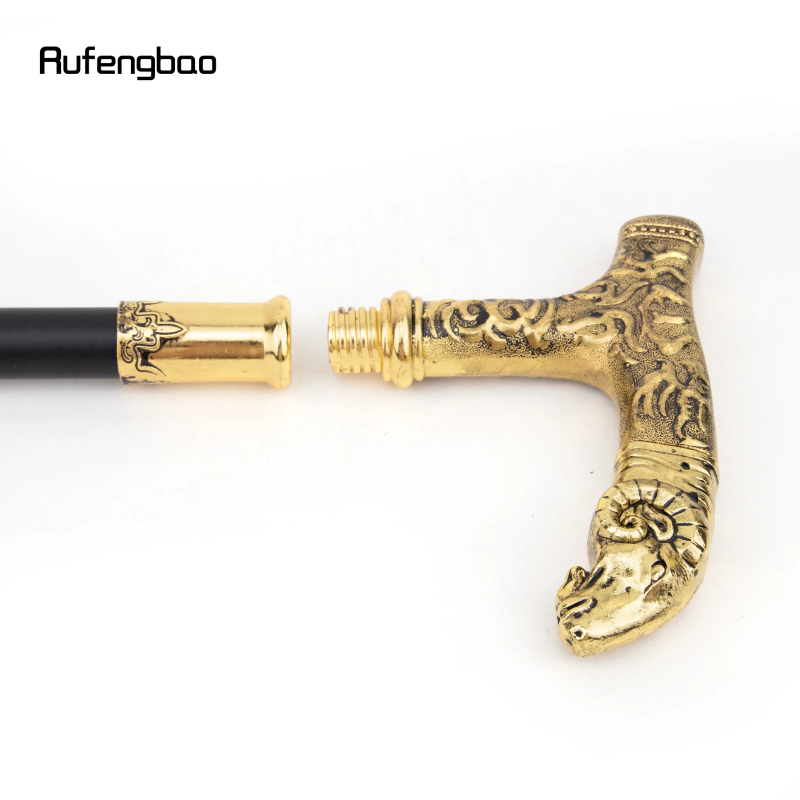 Golden Goat Handle Luxury Pattern Walking Stick Party Fashion Elegant Walking Stick Decorative Cospaly Cane Knob Crosier 90cm