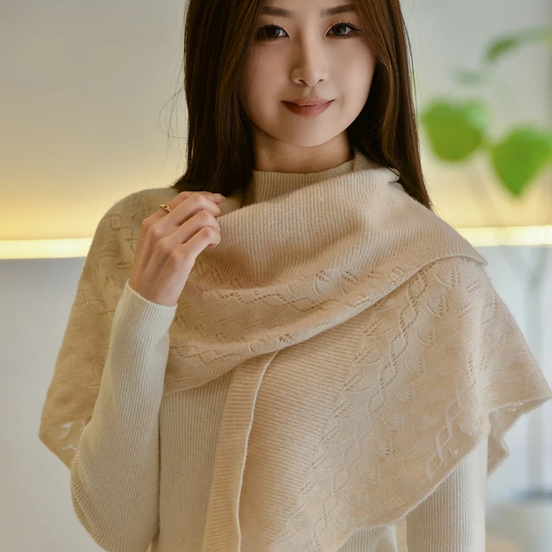 

Женский треугольный шарф из 100% кашемира, шаль, теплый мягкий вязаный однотонный зимний аксессуар для ношения с рубашкой