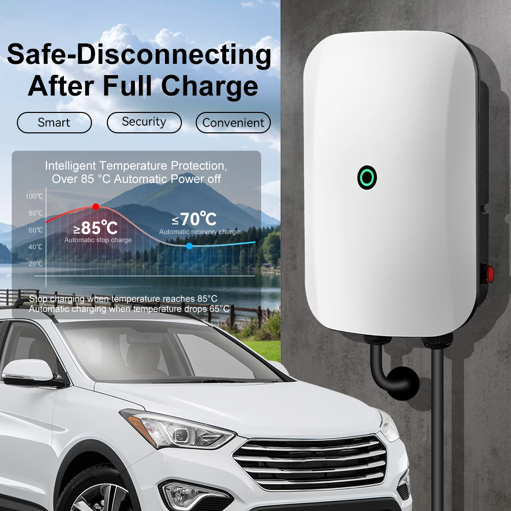 IPENGEN 7KW EVSE Wallbox EV Charger Type2 32A 1 Phase IEC62196-2 Plug Electric Vehicle Charging Station Car Charger 5m Cable
