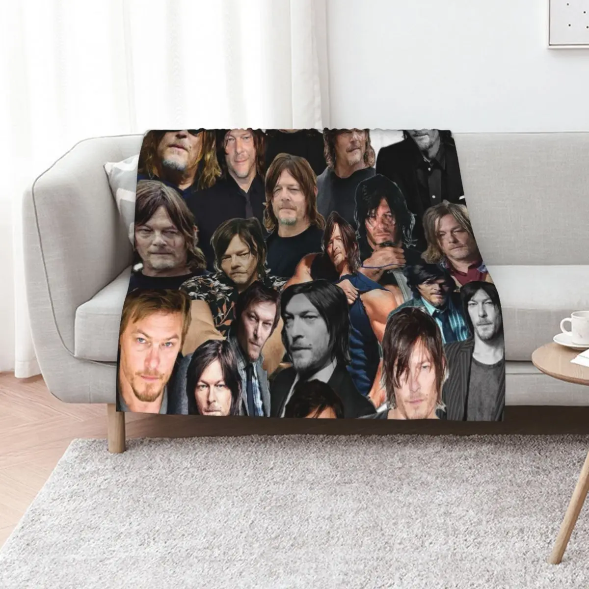 norman reedus Photo collage Throw Blanket Year Round Soft Comfortable Blanket for Home