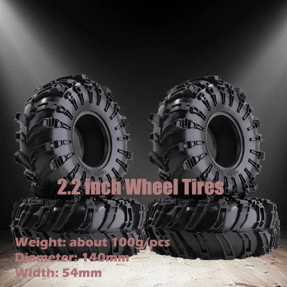 140*54mm 2.2 Inch Rubber Tire For 2.2 Wheel 1/10 Rock Crawler Wraith Trax Rr10 Scx10 Wrangler Yeti 90026 90020 90031