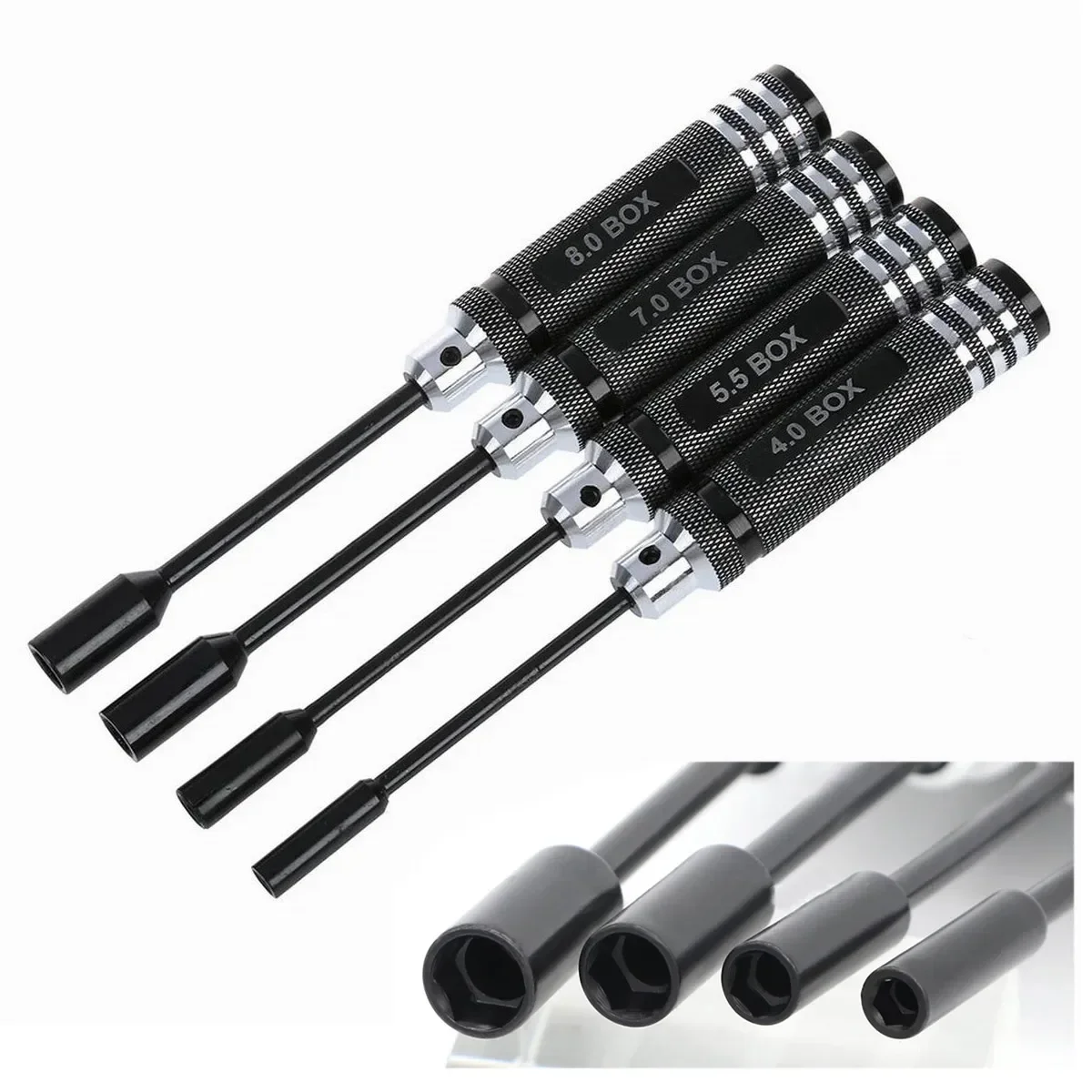 4PCS Hex Driver Flat Head Screw Nut Wrench Repair Tool Kit Socket 4.0 5.5 7.0 8.0 Mm For RC Car Helicopter Herramientas De Mano