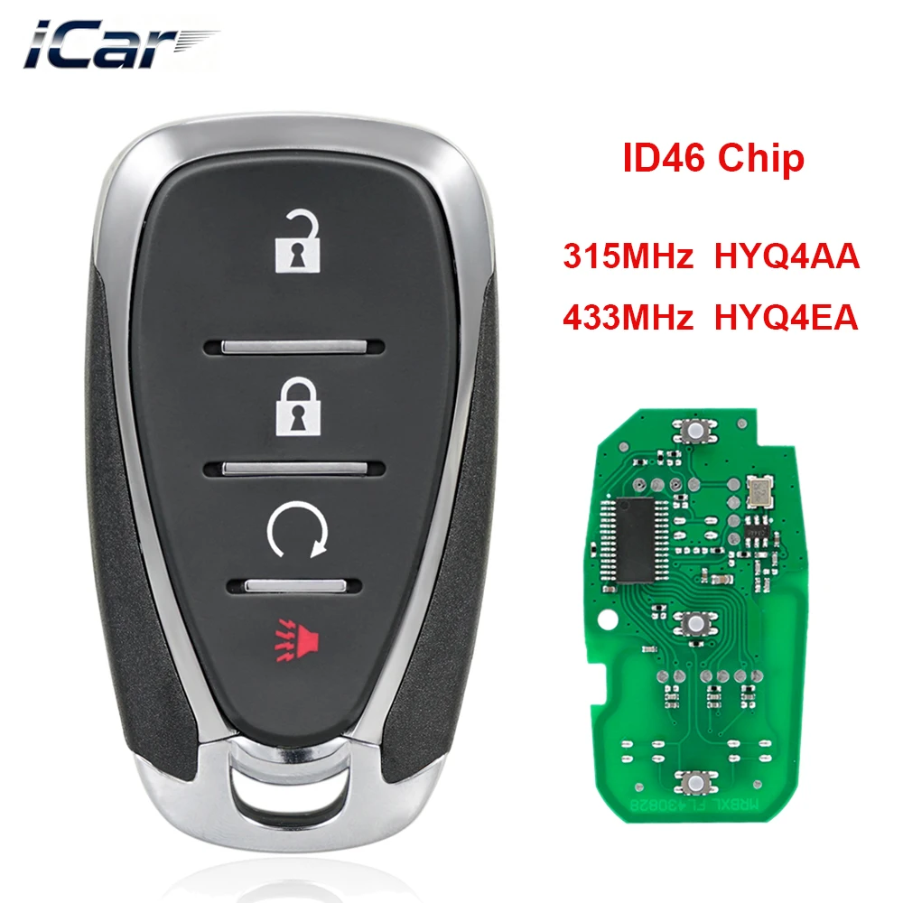 Smart Car Remote Key Fob 3+1 Buttons HYQ4AA HYQ4EA 315/433MHz ID46 For Chevrolet Cruze Malibu Camaro Equinox Spark Volt Blazer