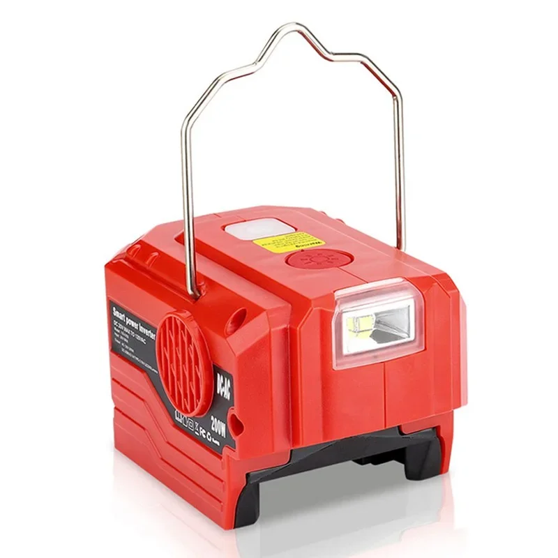 Inverter 200W untuk Milwaukee 18V baterai Li-ion DC 18V ke AC 110V/220V Inverter gelombang sinus modifikasi dengan lampu LED 280LM