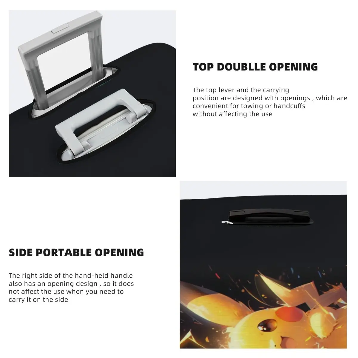 Capa elástica para mala de viagem personalizada Bikachus Cartoon para 18-32 polegadas