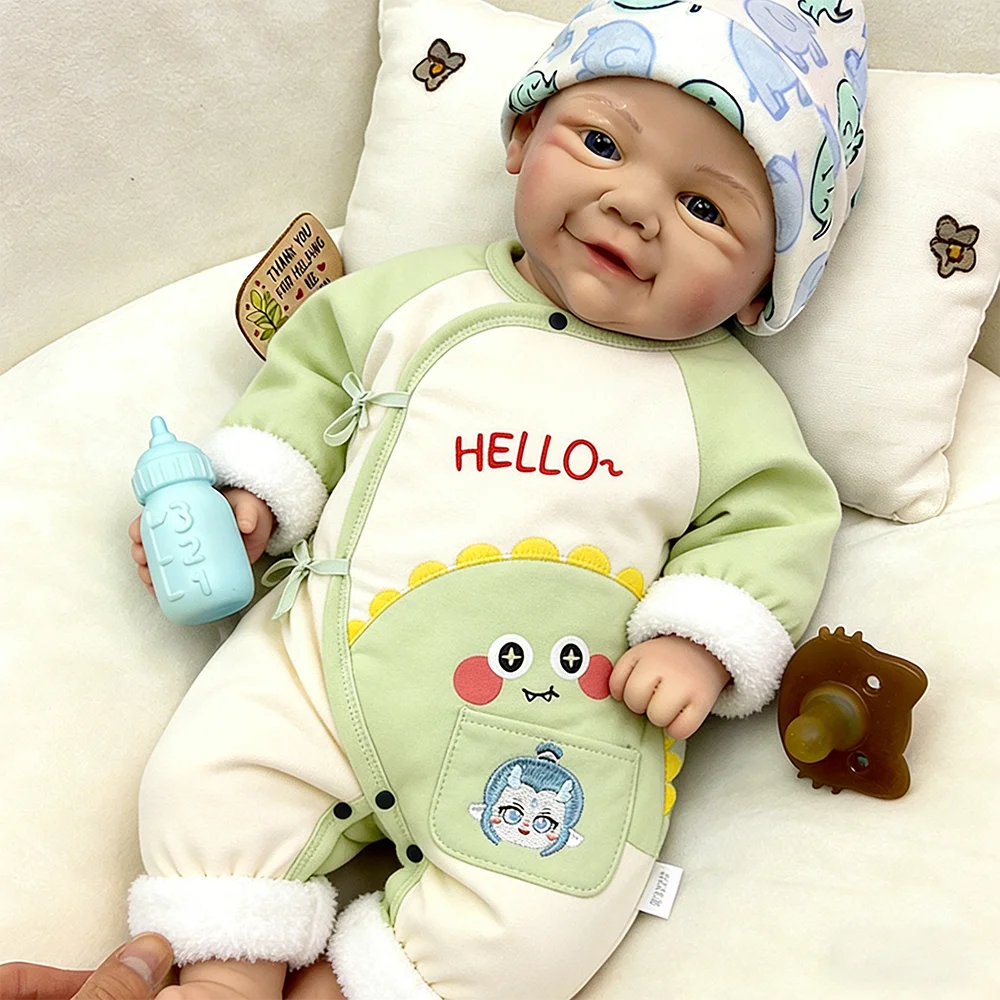 

17" White American Silicone Reborn Baby Doll Blue Eyes Girl/Boy DIY Handmade Painted & Waterproof Newborn Doll Collectible Art