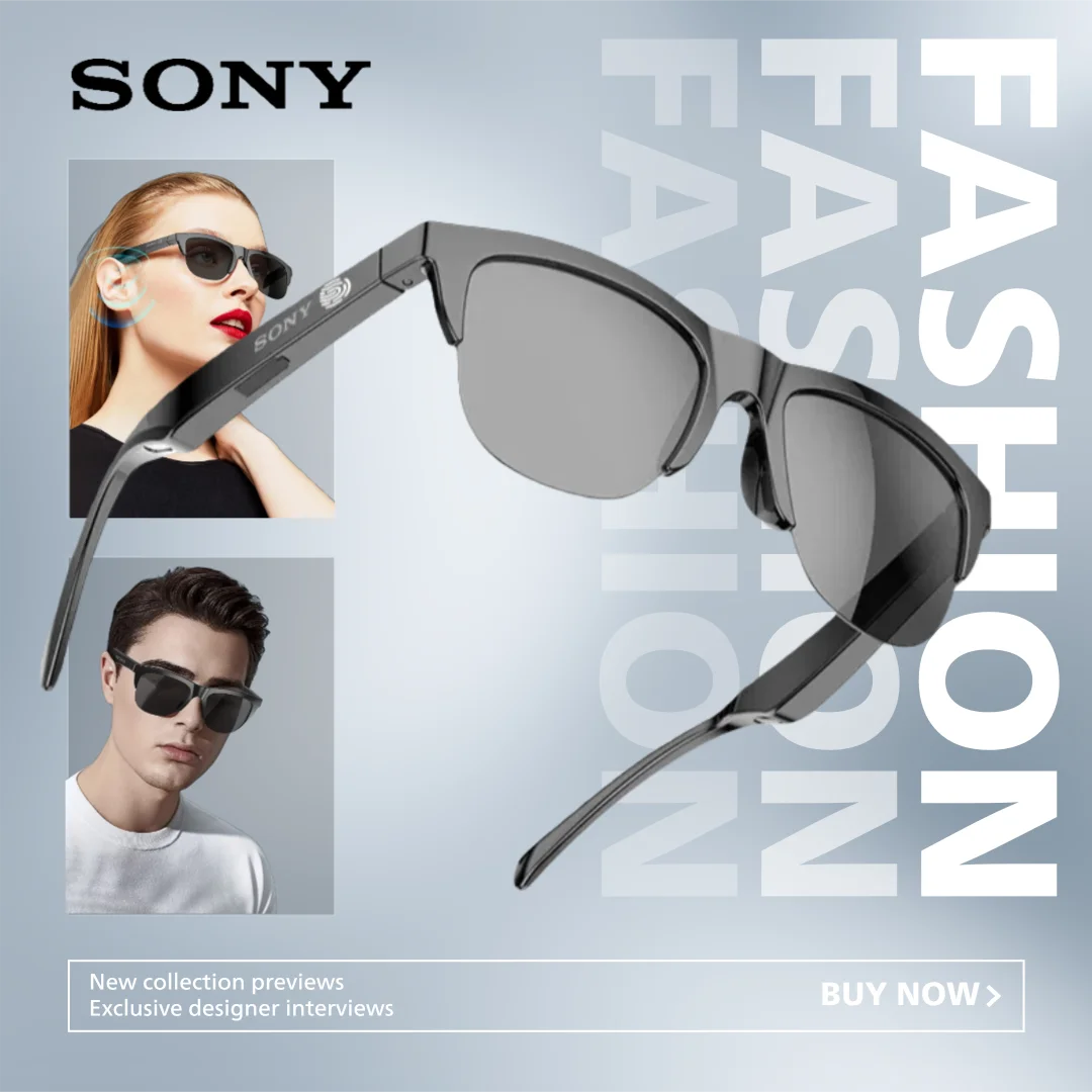 Eredeti Sony Smart Glasses Bluetooth napszemüveg Hívja a kültéri sport fejhallgatót Könnyű, vízálló, UV-szűrős zenei szemüveg mikrofonnal