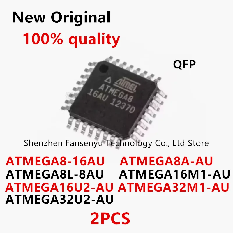 (2piece) ATMEGA8 16AU ATMEGA8A-AU ATMEGA8A ATMEGA8L 8AUATMEGA16M1 ATMEGA16U2 ATMEGA32M1 ATMEGA32U2 AU IC Chip In Stock Wholesale