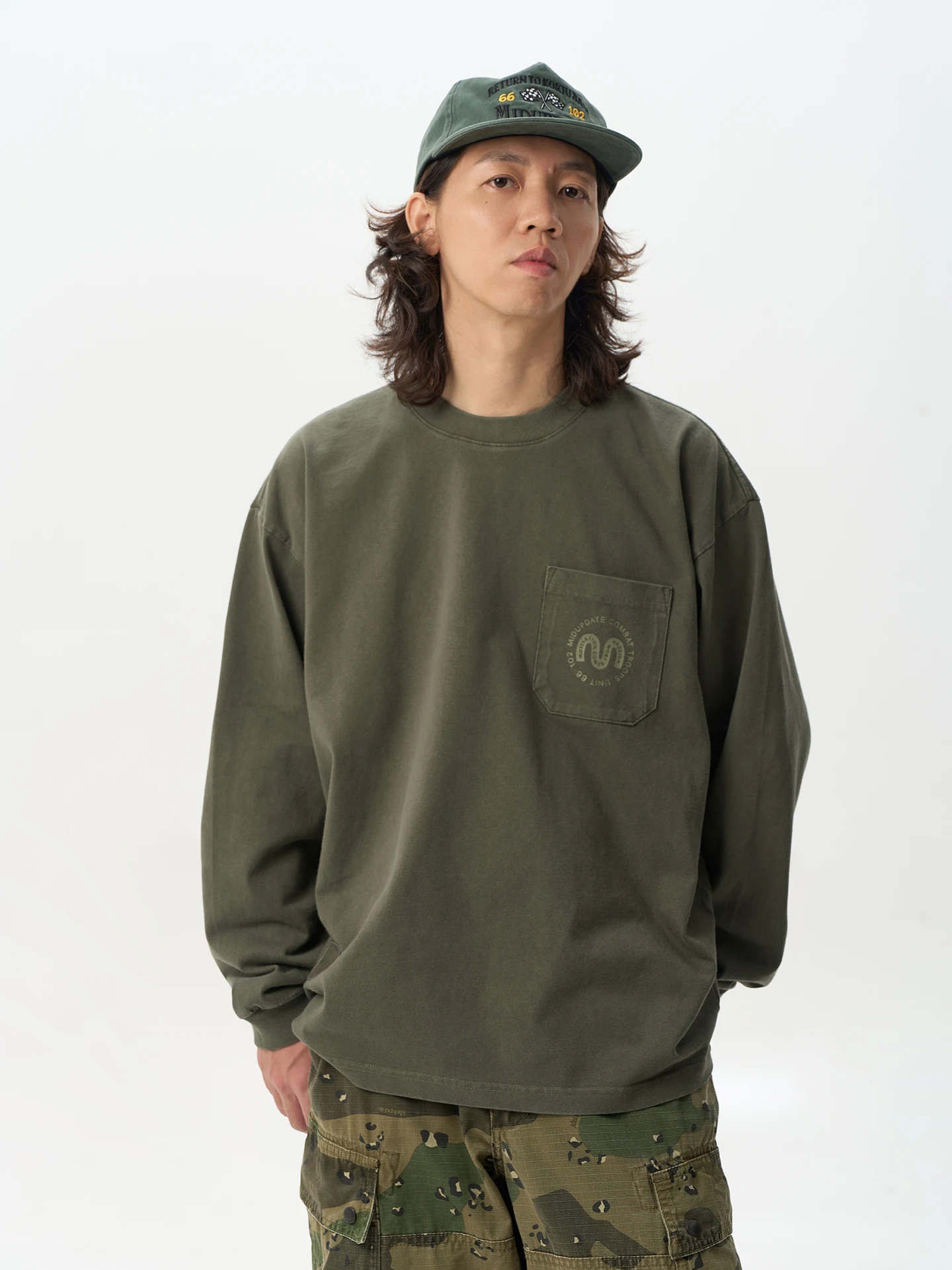 

Мужская дышащая хлопковая футболка с длинным рукавом и круглым вырезом, с принтом, свободного кроя, в американском стиле, коллекция Осень 2025, утяжеленная модель