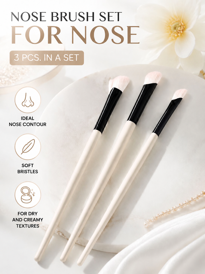 3 Pieces Professional Makeup Brushes Set Contour Blending Nose Shadow Highlight Foundation Beauty Tools