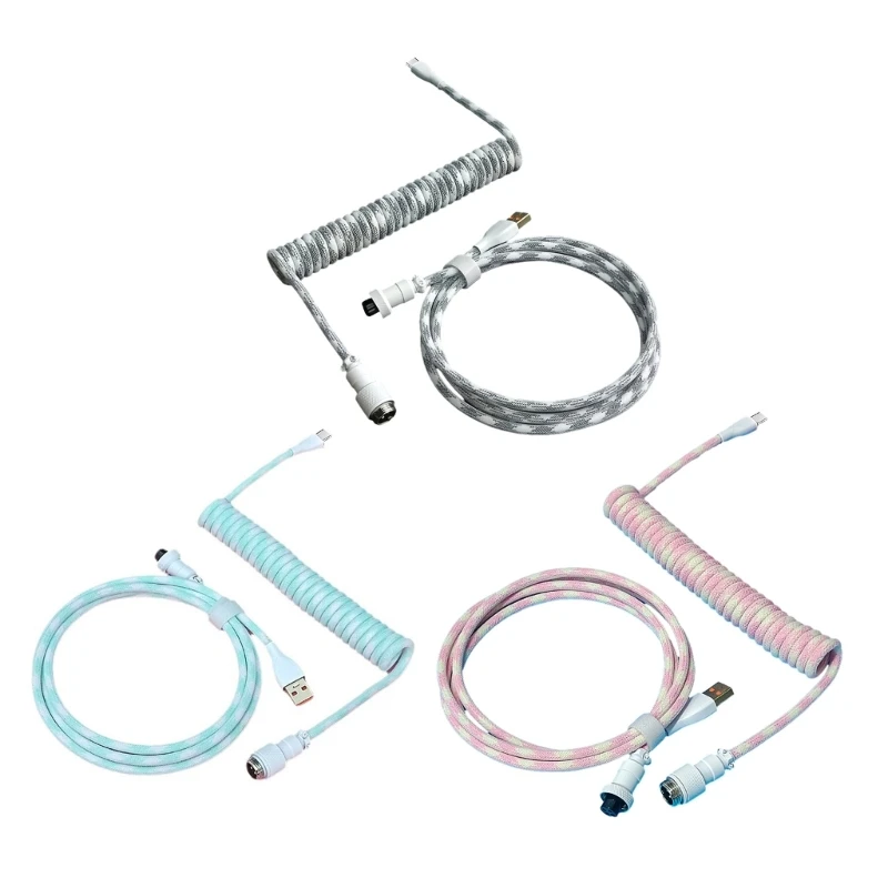 2023 ใหม่สาย TypeC USB ขดสำหรับคีย์บอร์ดเครื่องกลสายไฟที่ถอดออกได้