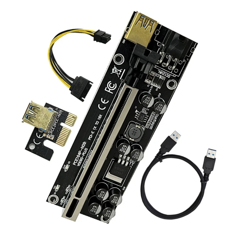 VER009S Plus PCI-E Riser Card 009S Plus PCIE X1-X16 4-контактный 6-контактный кабель питания USB 3.0 для видеокарты GPU Miner Mining