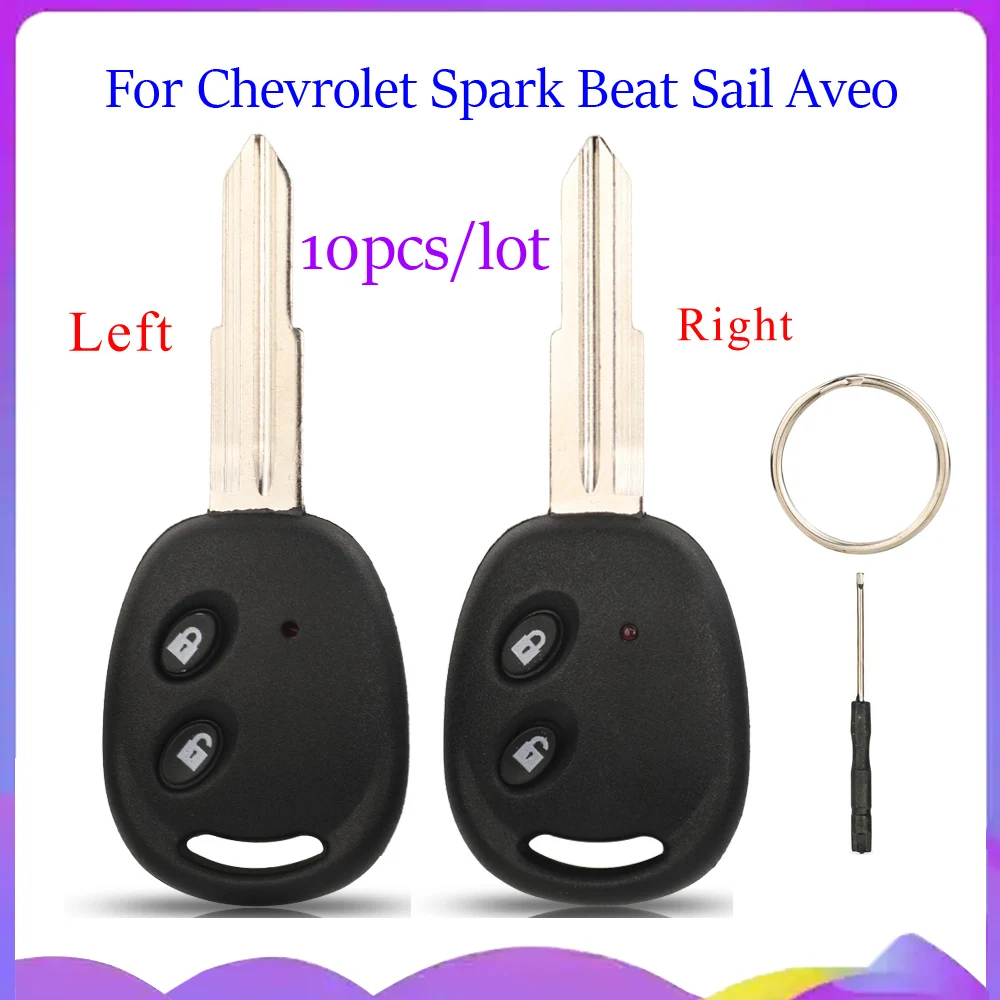 jingyuqin New 10PCS 2 Buttons Remote Car Key Shell For Chevrolet Spark Beat Sail Aveo kalos Barina Epica Lova Replacement Fob