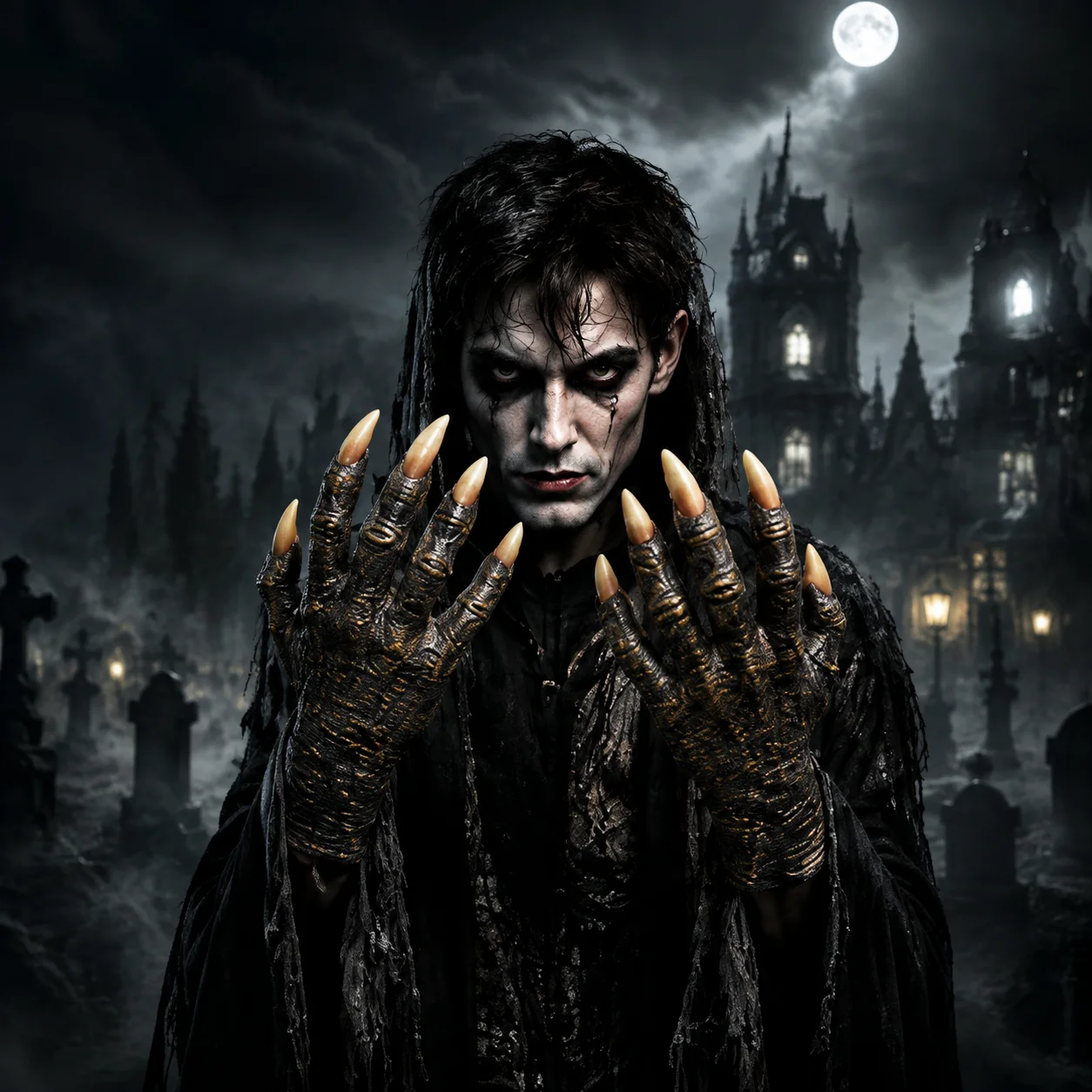 Retro Golden Black Demon Paw Gloves Realistic Texture Long Claw Latex Gloves For Halloween Horror Theme Cosplay Accessory