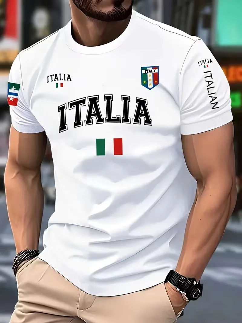 Italia Flag 3D Printed Jersey Summer Fashion Short Sleeve Casual Mens Sports T Shirt Quick Dry Breathable Football T-shirts tops