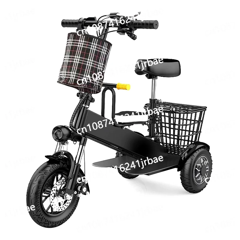 

New Lightweight Lithium Electric Trike - Foldable 3-Wheel E-Bike for Adults with Child Seat Commuter Scooter