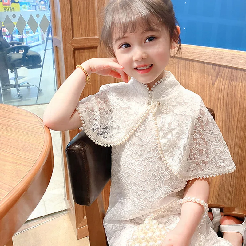 

2025Girls' Summer New High-End Embroidered Beaded Princess Dress