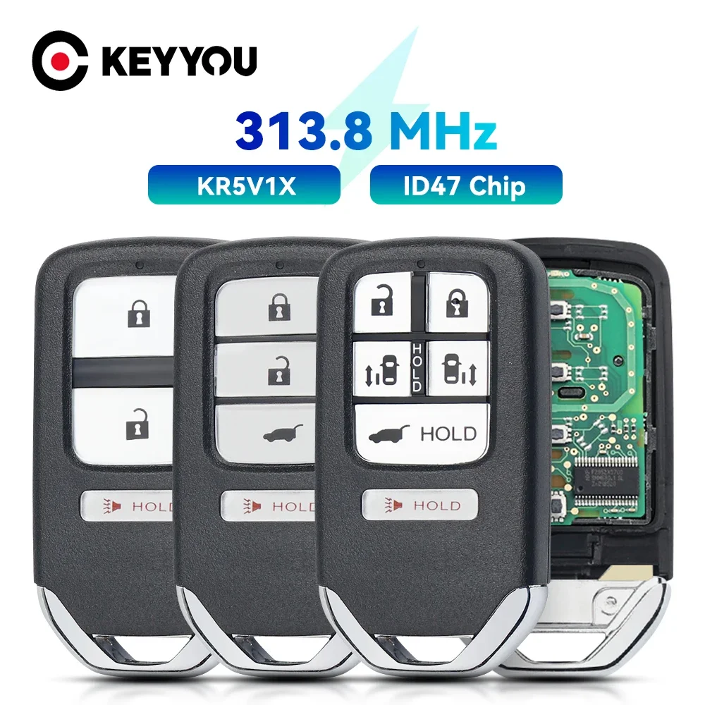 KEYYOU Smart Remote Car Key 313.8MHz ID47 Chip For Honda Fit EX EX-L EX-LN HR-V 2015 2016 2017 Crosstour FCCID KR5V1X SUV Sedan