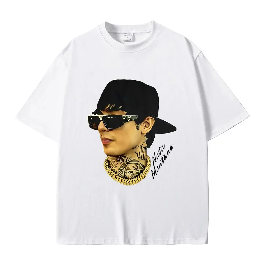 Singer Natanael Cano Nata Montana Head Face T-shirt Men's Hip Hop Rock Clothes Unisex Casual Oversized Tshirt Male Cotton Tees