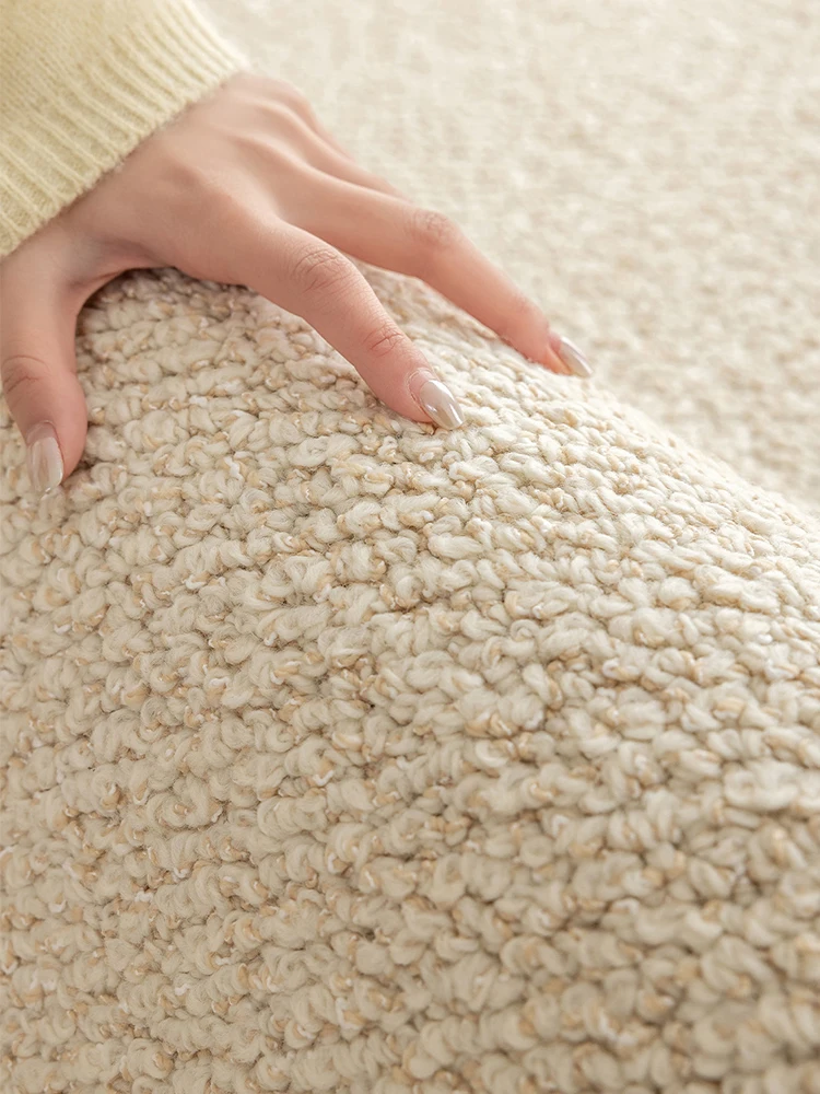 Beige Color Wool Carpet Handmade Soid Color Cream Style Thick Area Rug Living Room Bedroom Soft Foot Pad Large Simple Modern Rug