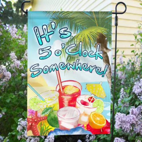 Anley Double Sided It's 5 o'Clock Somewhere Decorative Garden Flag 12.5