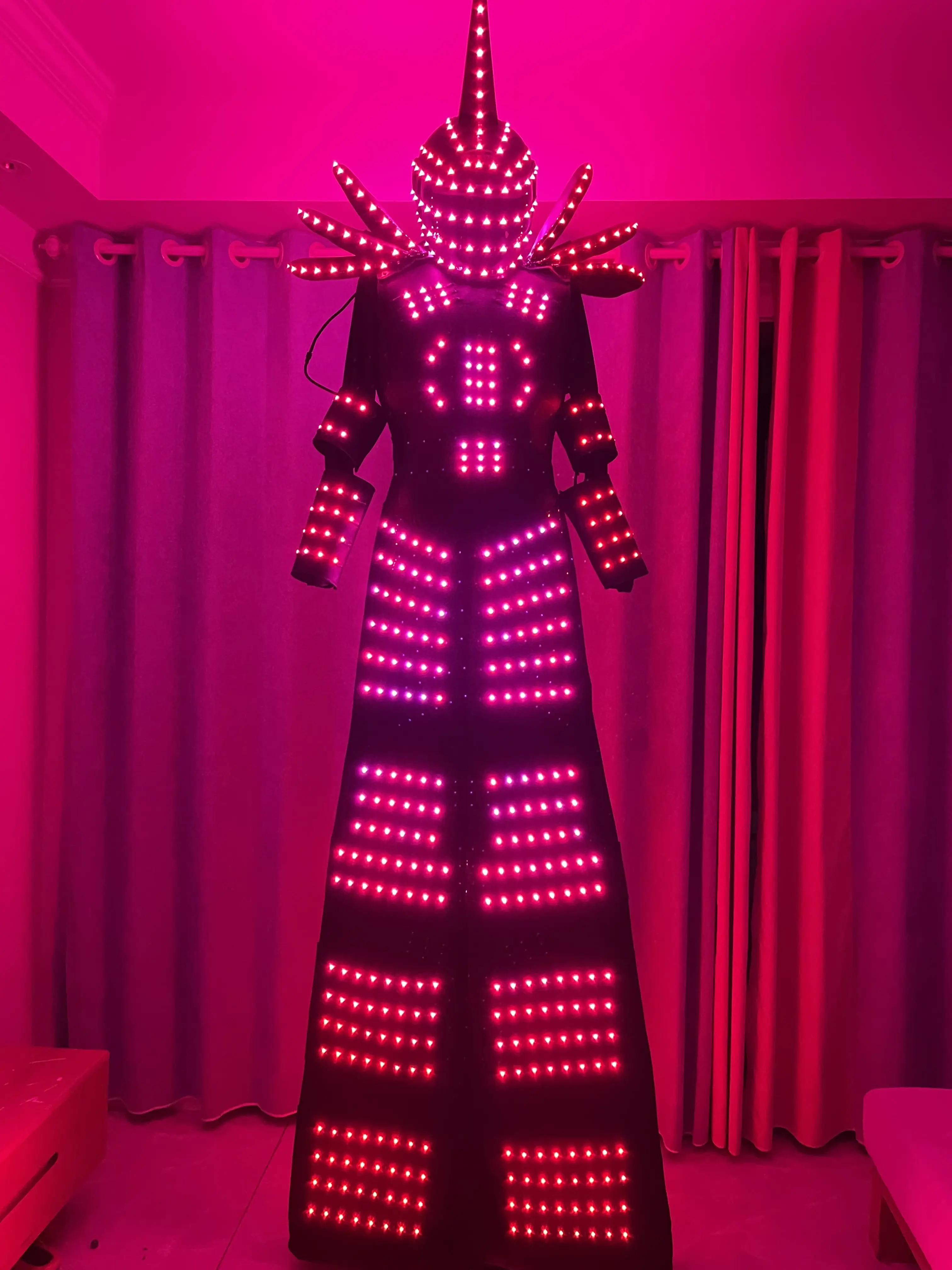 Cor digital de controle remoto led robô palafitas walker traje desempenho palco boate dj disfraz halloween mujer