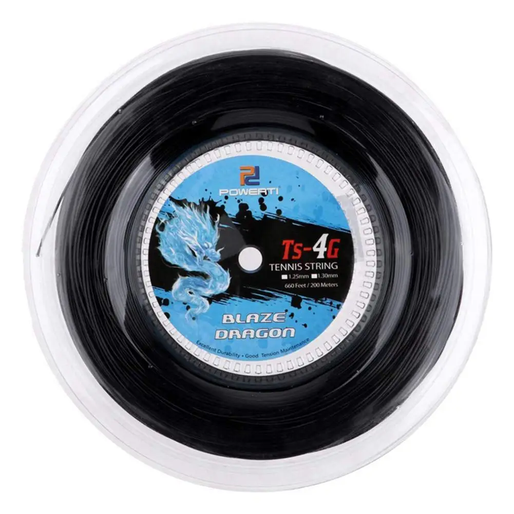 YOUZI 1 Reel Powerti 1.30mm/1.25mm Tênis Corda 4G Poliéster Treinamento Raquete Corda 200m Reel Ginásio Esporte Ao Ar Livre Corda Preta