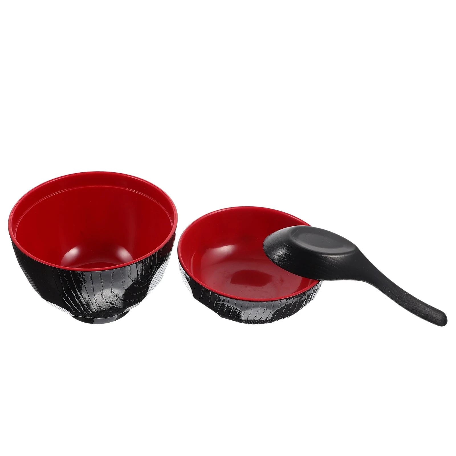 

1 set Miso Soup Bowls Japanese Style Covered Restaurant Food Salad Bowl with Lid Spoon Container Versatile Kitchen Barware