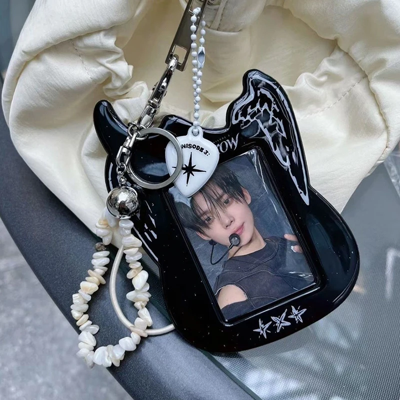 【Nice】Cartoon Photocard Case Card Holder Bag Keychain Guitar Photocard Bag Cute Idol Photos Protective Cover Idol Photo Card