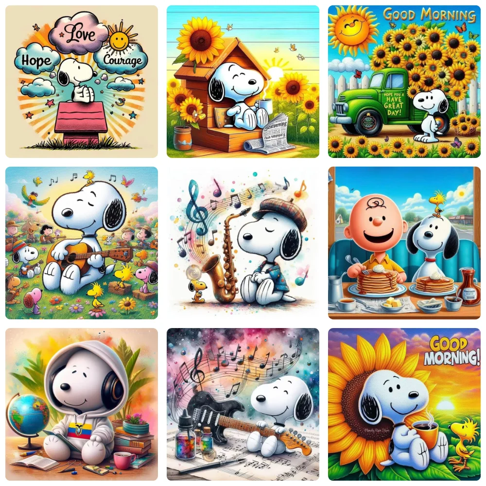 New Cartoon Comics Musical Instrument Snoopy Diamond Painting Full Square&Round Mosaic Handmade Art Home Decor DIY New Arrivals