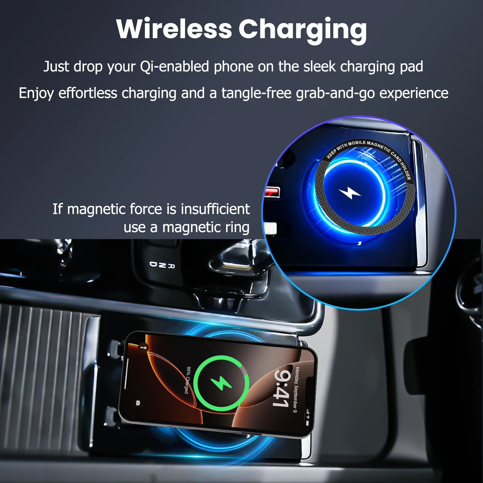 USB Hub Wireless Charger For Volvo XC60 XC90 S90 S60 V90 Retractable Hub Docking Station with Fast Charging Cable Multi Port