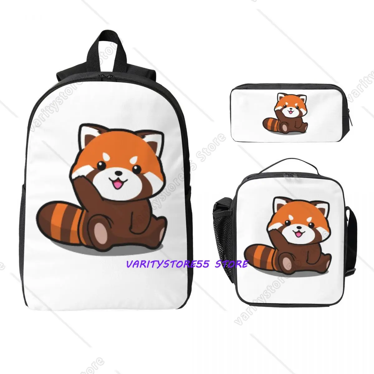 

Red Panda Animal Backpack Boys Girls BookBag School Bag Computer Shoulder Bags 3ps Insulated Lunch Bag Pencil Case