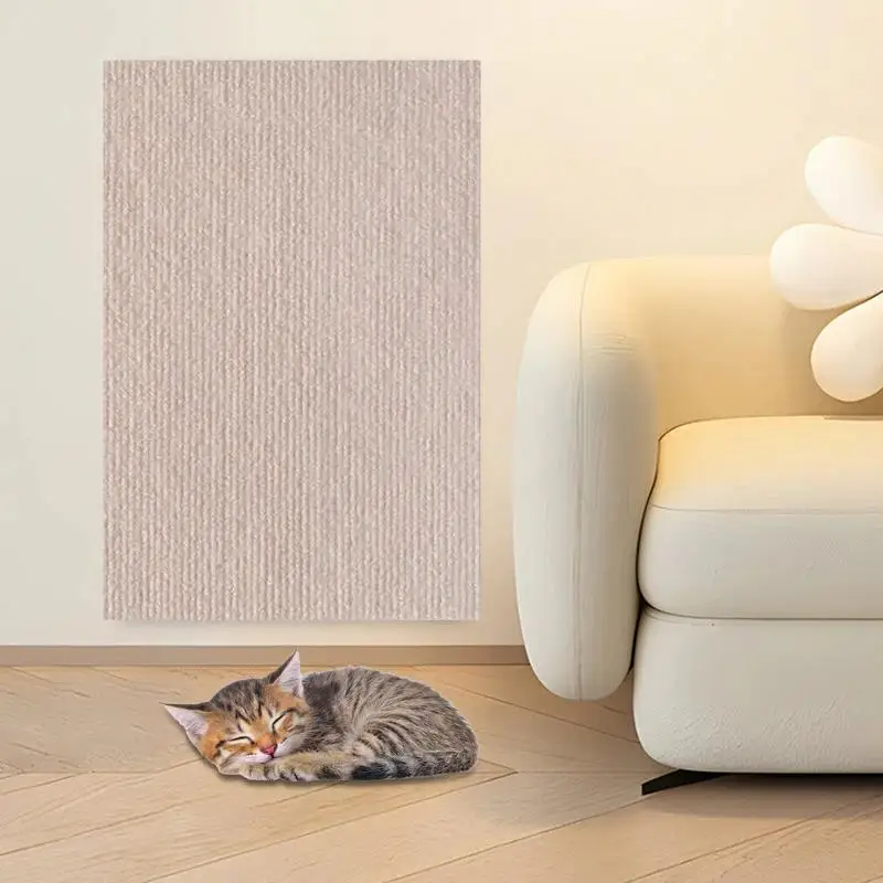 Cat Scratch Rug Self-Adhesive Trimmable Cat Mat Cat Scratching Pad Flat Cat Scratcher Easy Pad Replacement For Cat Tree Shelves