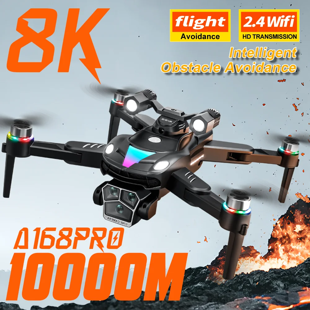 

New A168Pro 8K Drone With Camera 360° Obstacle Avoidance Drone GPS Smart Flying Drone Brushless motor tracking HD shooting drone