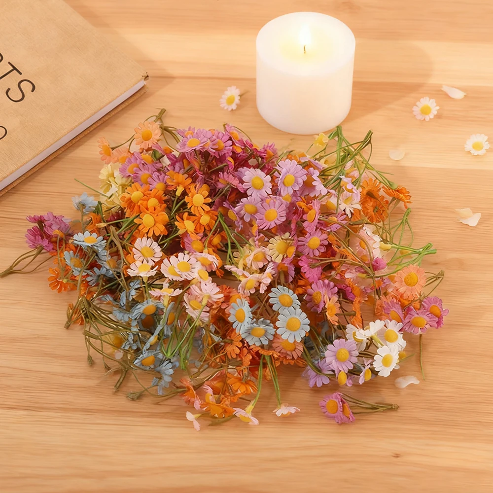 

5-Heads Daisy Simulation Daisy Artificial Flowers, DIY Floral Crown Hair Clip Boho Accessories Supplies for Wedding Headpiece