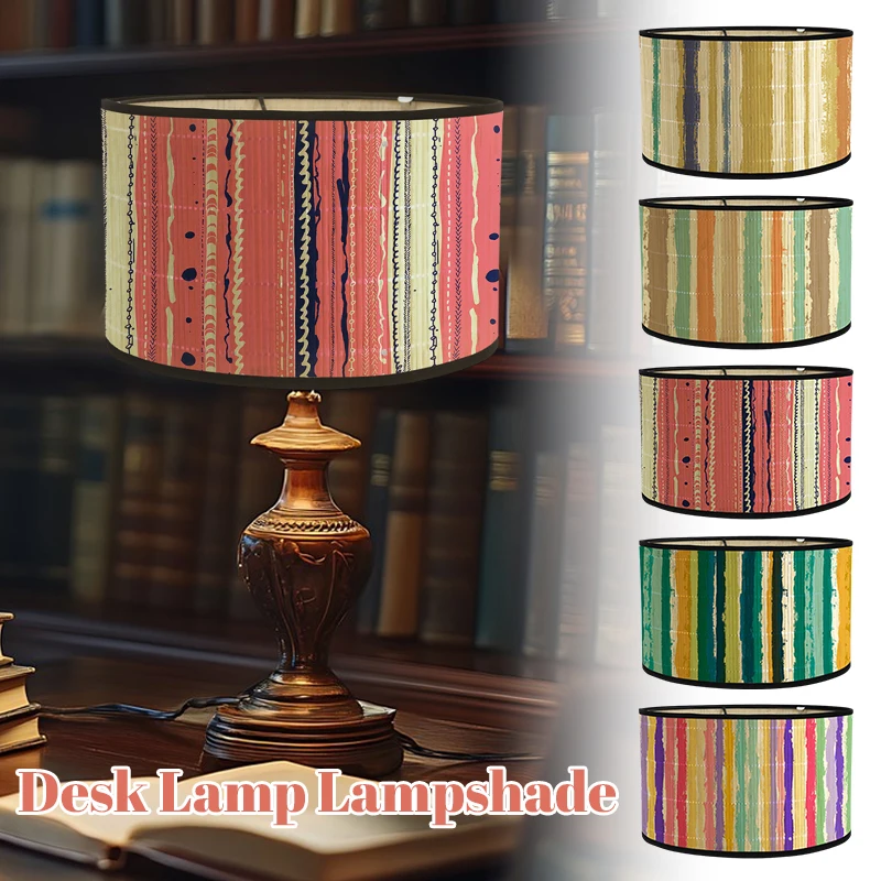 

Japanese Homestay Striped Printed Lampshade Retro Bamboo Crafts Chandelier Lampshade Hotel Home Decor Desk Lamp Light Shade