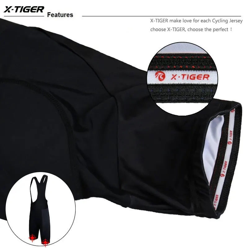 X-TIGER Fietsen Bibs Shorts Fiets Panty Triathlon 5D Gel Padded Pro Lycra Fietsbroek Ademend Man Mountainbiken Shorts