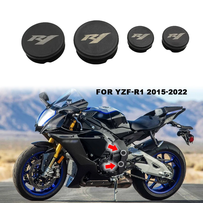 4PCS Frame Hole Cover Caps Plug Frame For Yamaha YZF-R1 YZF R1 YZFR1 R1M 2015-2022 R1M 2016-2018