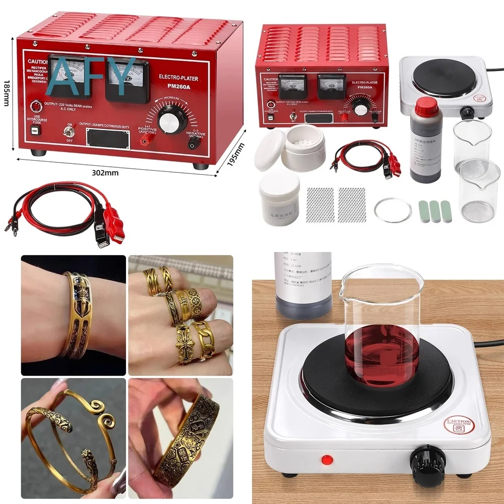Electroplating Machine for Jewelry Making Gold Plating Equipment Set 24K Black Gold Liquid Water Immersion Brush Plating Kit