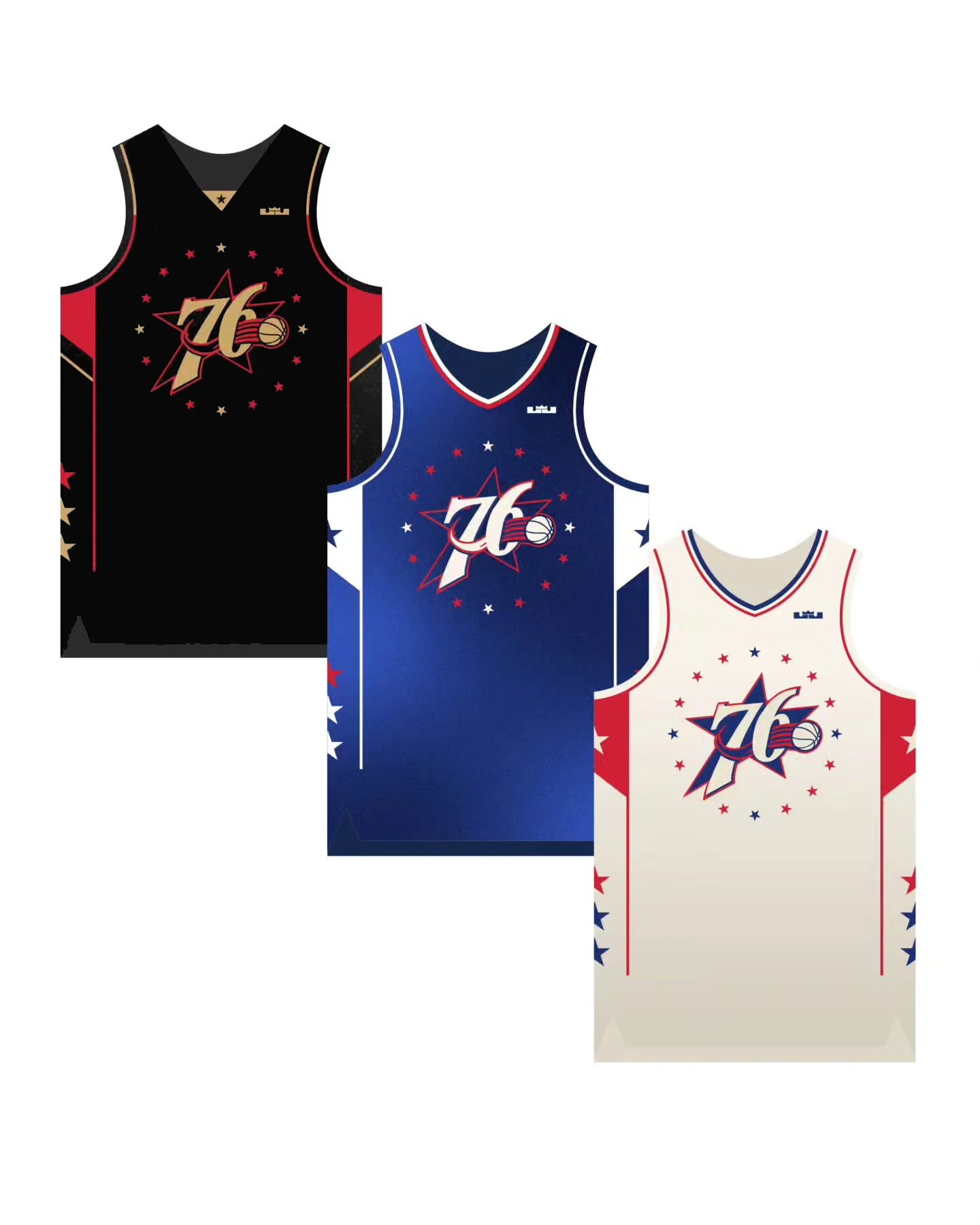 76 Star Print Basketballtrikot, ärmelloses V-Neck Sport-Tanktop für Männer und Frauen, atmungsaktive Mesh-Trainingsuniform, Fan-Basketballtrikot – Detail 6