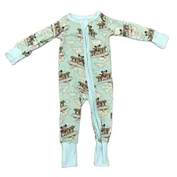 3-6M Coverall Bamboo Cotton Baby Pajamas Long Design Infant Baby Foot Romper Jumpsuit