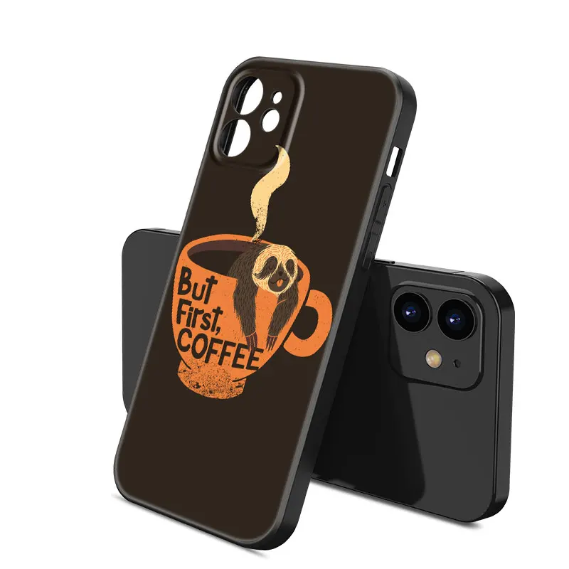 Ok But First Coffee Phone Case For Apple iPhone 12 13 Mini 11 14 15 Pro Max 7 8 Plus X XR XS SE 2020 2022 Black Silicone Case