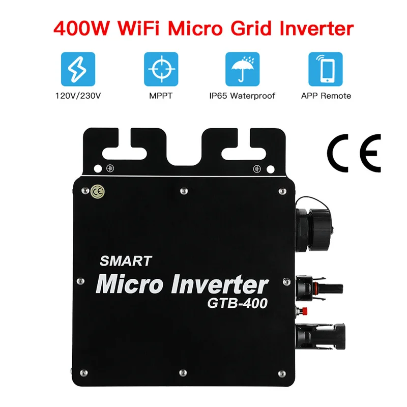 GTB 350W 400W Solar Mini Inverter Home On Grid Tie MPPT Solar Converter 22-50V To 120/230V Smart Microinverter With WiFi Monitor