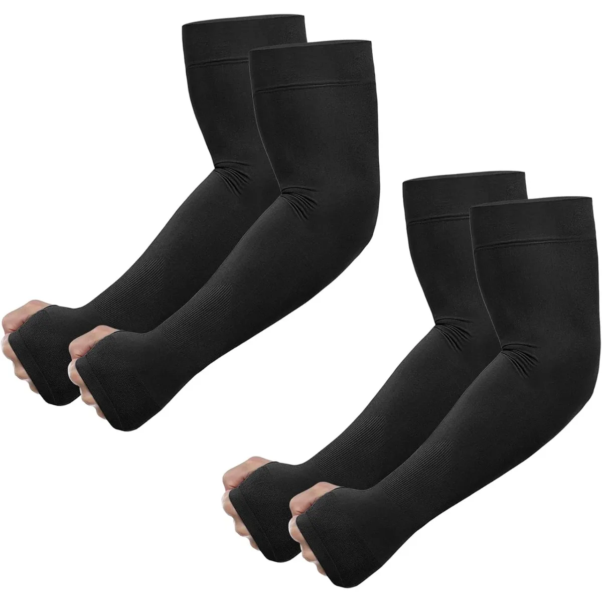 

4Pcs Cooling UV Protection Arm Sleeves With Thumb Hole Mid-Compression Tattoo Cover Sleeves Lightweight Quick Dry Wear Resistant Soft Skin-Friendly Arm Guards Universal Outdoor Gear for Sports Travel Camping Work Men Women Teenagers Daily Wear