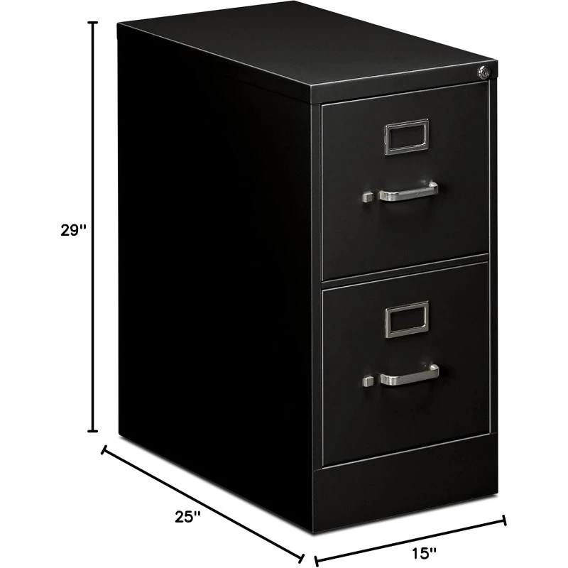 Two-Drawer Filing Cabinet- Full Suspension Letter File Cabinet, 29 by 15-inch, Black