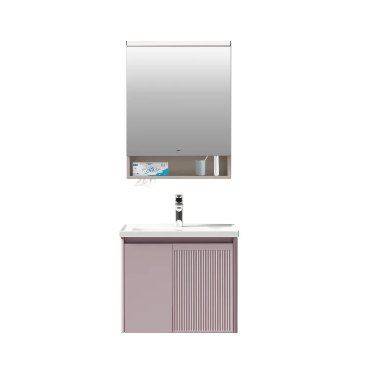 European Modern Wall-Mounted Bathroom Storage Cabinet Bathroom Vanity Cabinet Ceramic Basin Vanity Mirror Hotel Use
