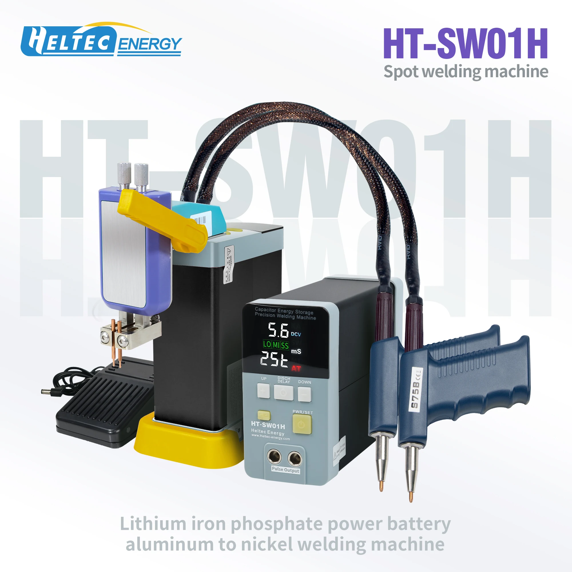 Heltec HT-SW01H/HT-SW02H 3500A 7000A Battery Spot Welder 21KW 42KW Spot Welding Machine with Air Pump Pneumatic Battery Weld Head/Parallel Weld Head for 18650 Lithium Battery Pack DIY, Industrial Precision Welding Tool