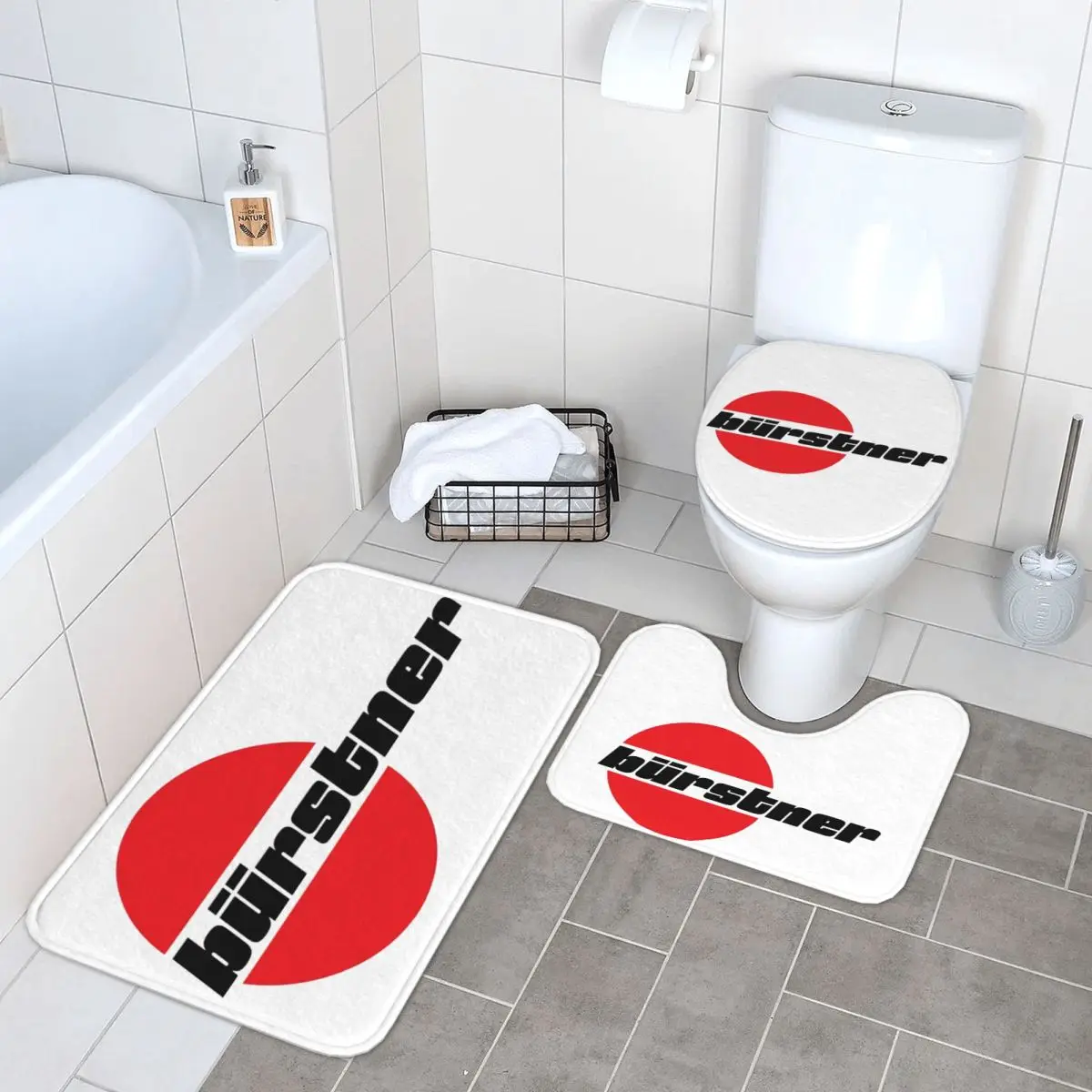 

Коврик для ванной с логотипом Burstner, комплект для ванной комнаты, крышка для унитаза, домашний декор, нескользящий ковер, напольный коврик