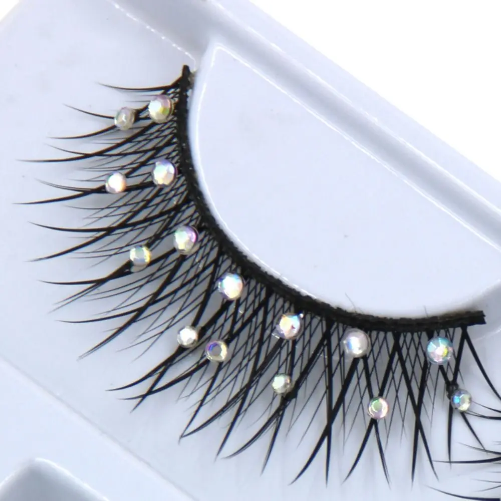 1Pair Manga Lashes Rhinestone Shiny Spiky Anime Eyelashes Daily Dating Makeup False Eyelashes Cosplay Diamond Lashes Wispy