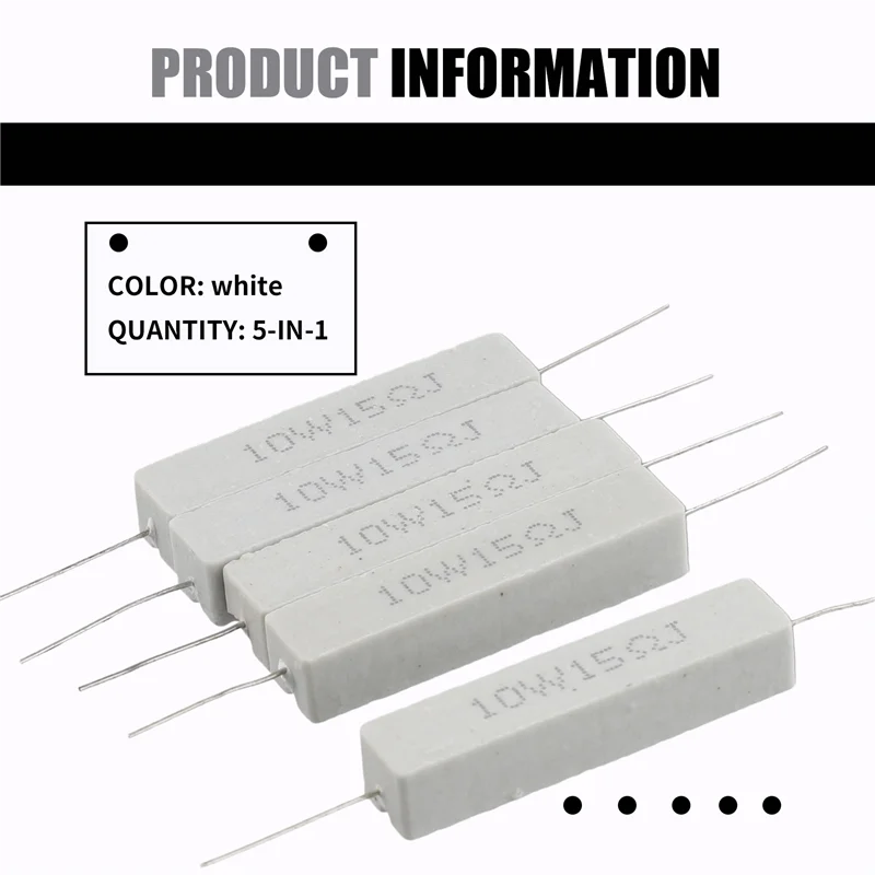A43T 5 stuks 10W Watt 15 Ohm 5% draadgewonden cementweerstand